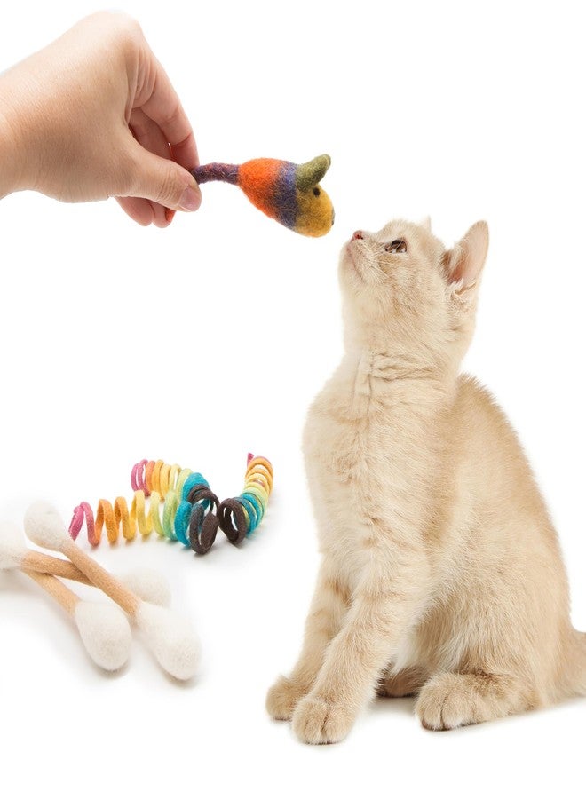 Glaciart One Indoor Catnip Cat Toy Pack - 7pc | Kitty Toys Include Wool Springs, Swabs & Mouse | for Activity, Exercise & Play | Filled w/Organic Catnip to Excite/Calm Pet | Great Gift Idea - Image 4